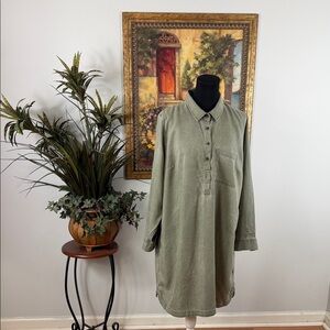 Old Navy Women’s Button Up Sage Green Long Sleeve Dress Pocket